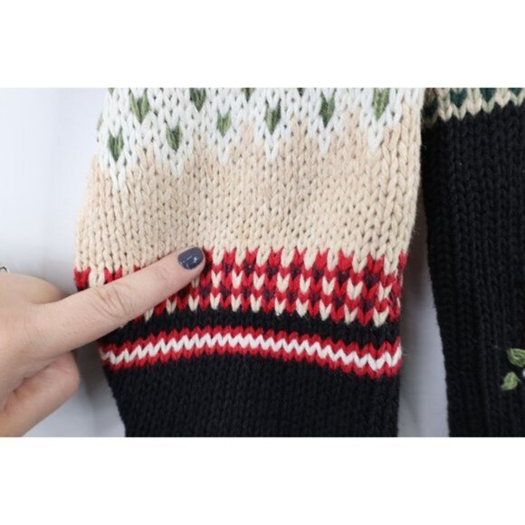 Vintage Y2K 2000 Womens Small Checkered Christmas Knit Button Cardigan Sweater - Picture 6 of 10